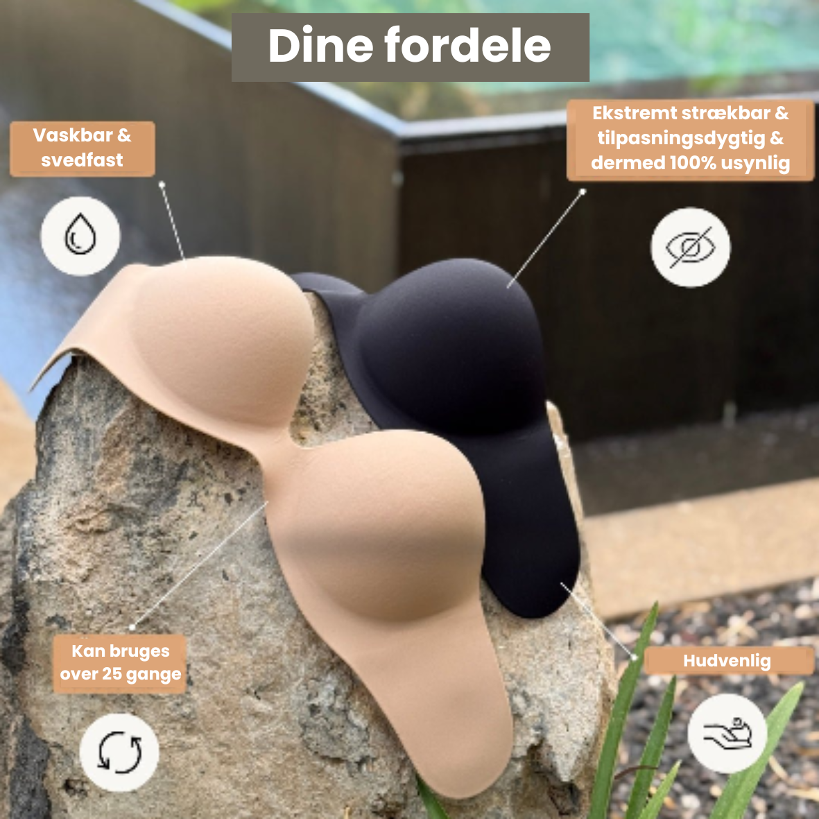 Stropløs Push-Up Klæbebh™ – Perfekt til rygløse og stropløse outfits