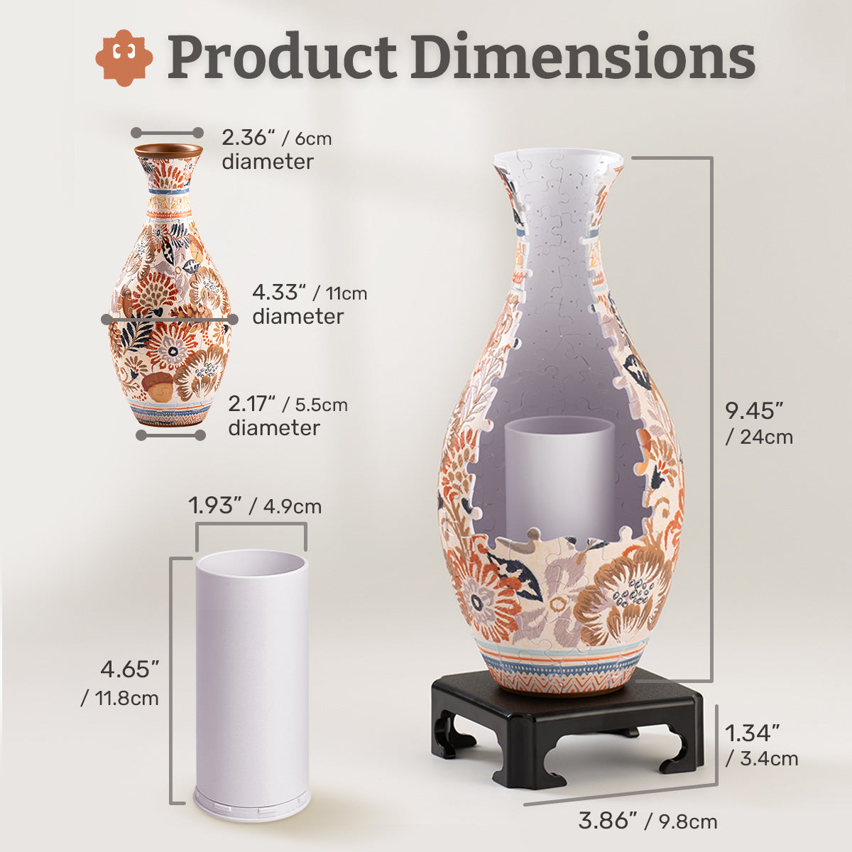 PieceRelax | Puzzle Vase- Product Dimensions