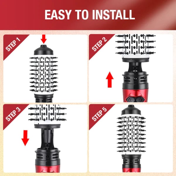 🎁 50% KORTING!! 3-in-1 heteluchtstyler en roterende föhn – Droogt, krult en stijlt!