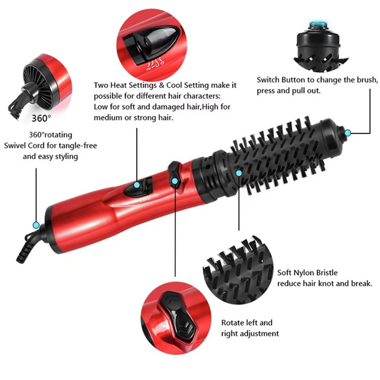 🎁 50% KORTING!! 3-in-1 heteluchtstyler en roterende föhn – Droogt, krult en stijlt!