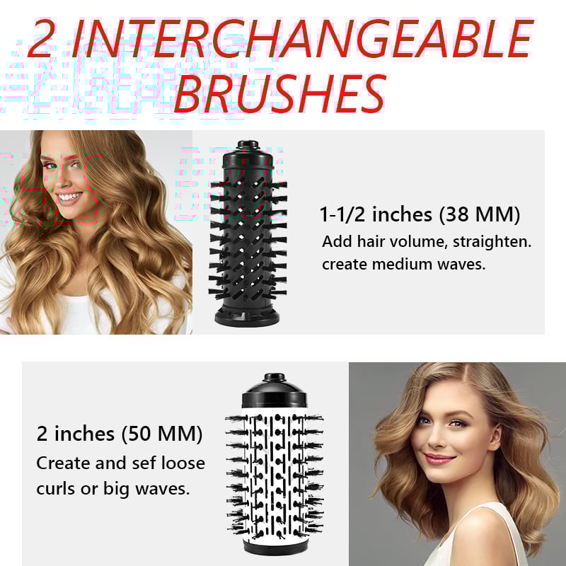 🎁 50% KORTING!! 3-in-1 heteluchtstyler en roterende föhn – Droogt, krult en stijlt!
