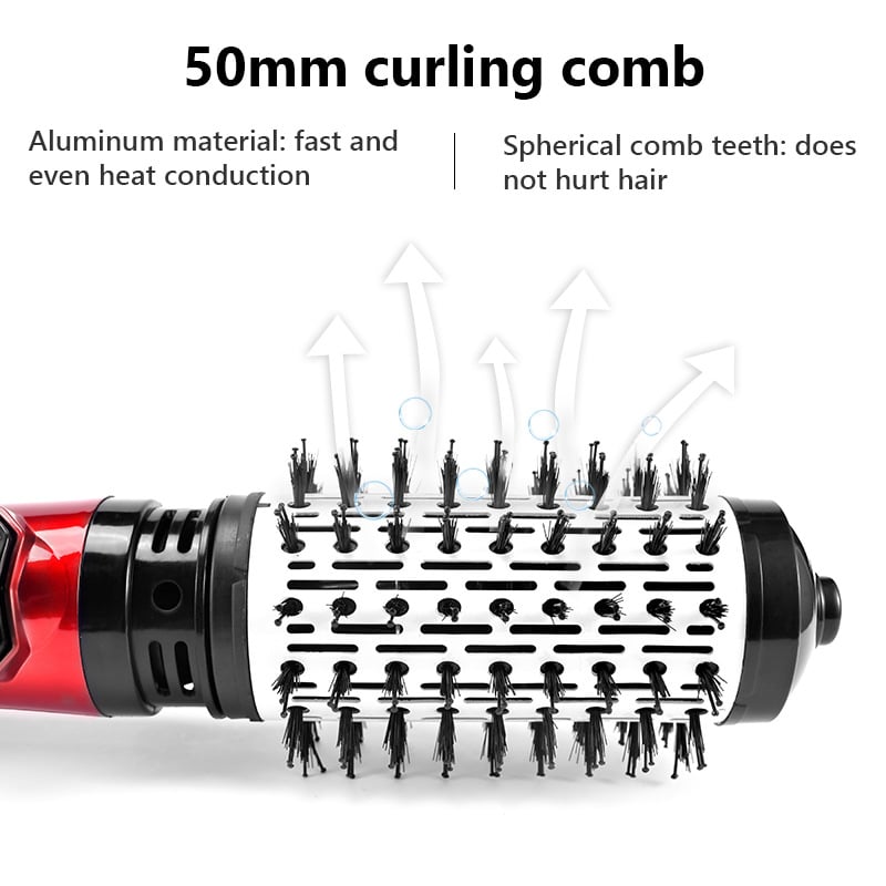🎁 50% KORTING!! 3-in-1 heteluchtstyler en roterende föhn – Droogt, krult en stijlt!