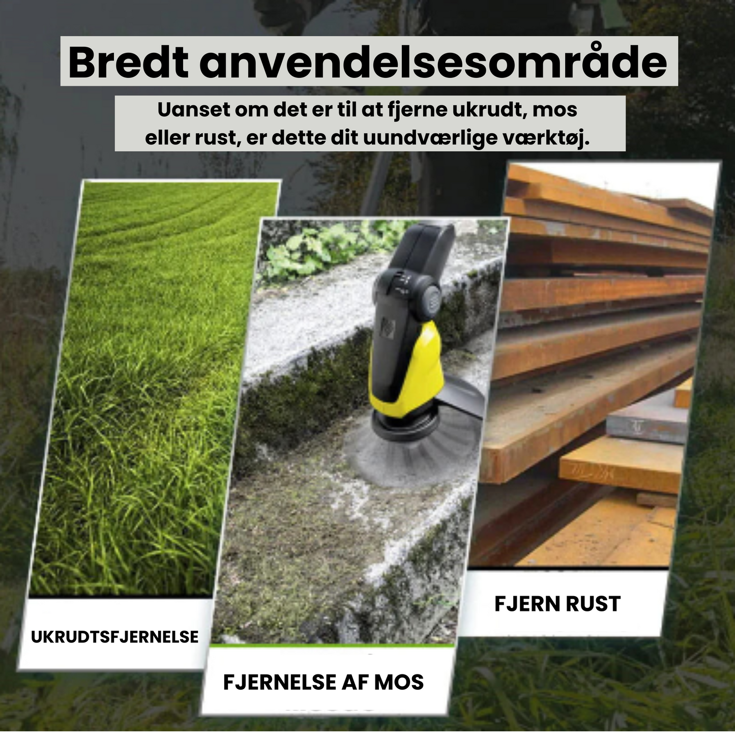Trimmerhovedet har 6 grene flettet med holdbart ståltråd